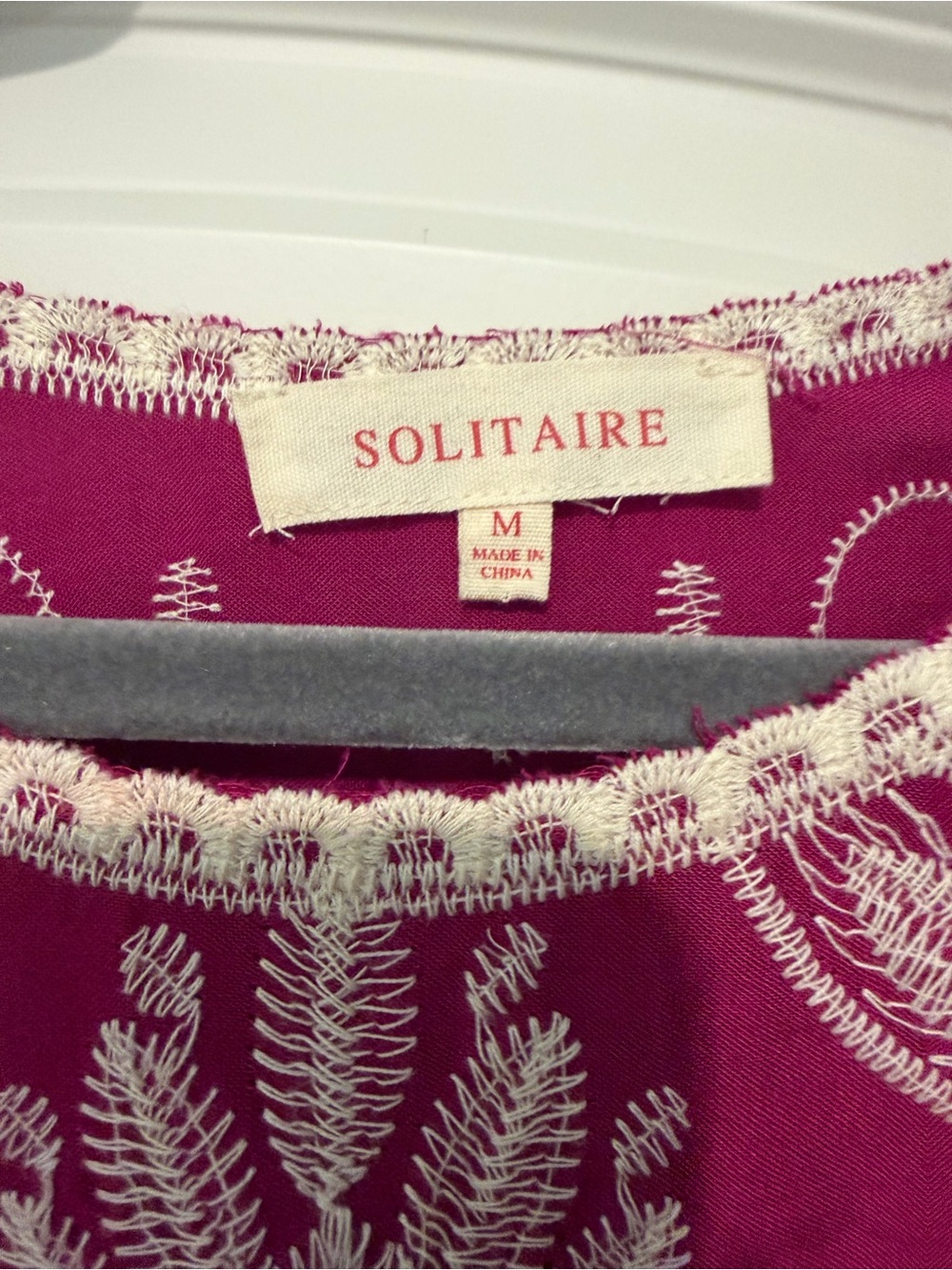 Solitaire Fuchsia Embroidered Ruffle-Sleeve Top - Picture 2 of 3